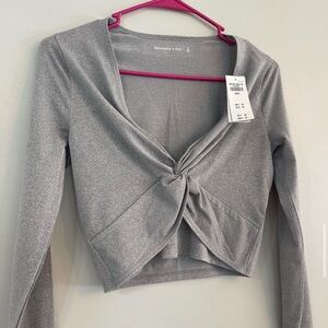 Abercrombie Silver Long Sleeve Crop Top